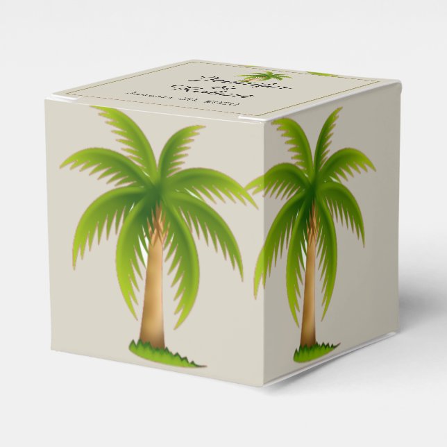 Tropical Palm Tree Wedding Favor Boxes (Front Side)