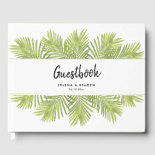 Tropical palm tree wedding guest book