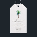 Tropical Palm Tree Wedding Hotel Welcome Gift Tags<br><div class="desc">Wedding tags to attach to hotel packs for your wedding guests. The tags feature a watercolor tropical palm tree with "welcome" in modern calligraphy font. Personalize with your message,  names and wedding date.</div>