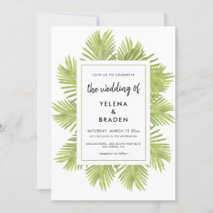 Tropical palm tree wedding invitation