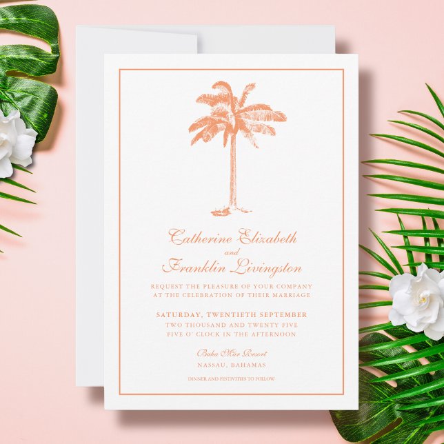 Tropical Palm Tree Wedding Invitation (Creator Uploaded)