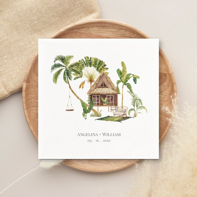 Tropical Palm Tree Wedding Napkins (Creator Uploaded)
