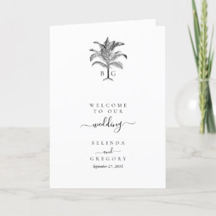 Tropical Palm Tree Wedding Order of Service Program