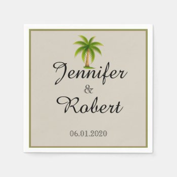 Tropical Palm Tree Wedding Paper Napkins by NoteableExpressions at Zazzle