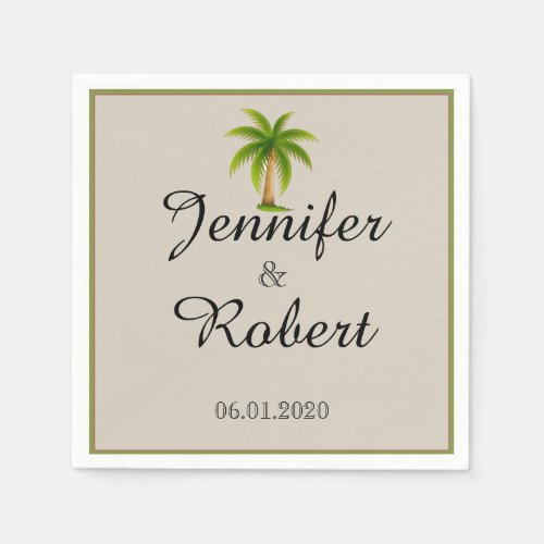 Tropical Palm Tree Wedding Paper Napkins