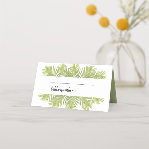 Tropical palm tree wedding place card
