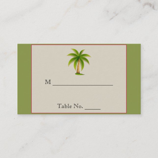 Tropical Palm Tree Wedding Place Cards (Front)