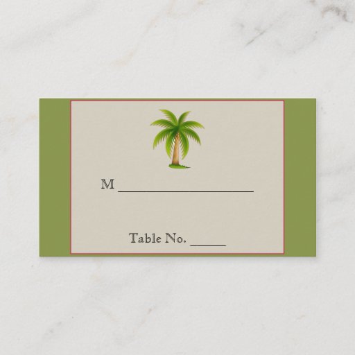 Customizable Tropical Palm Tree Wedding Place Cards Business Cards