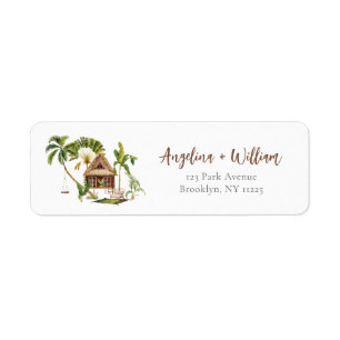 Tropical Palm Tree Wedding Return Address Label