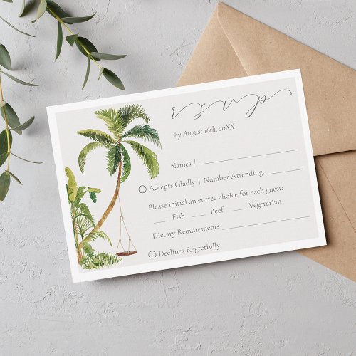 Tropical Palm Tree Wedding RSVP Card
