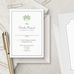 Tropical Palm Tree Wedding RSVP Card