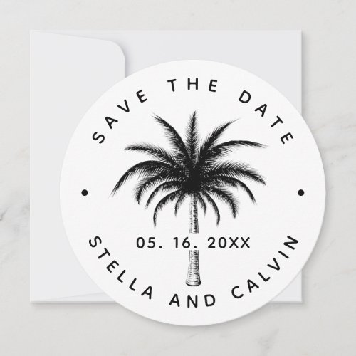 Tropical Palm Tree Wedding Simple Photo Save The Date