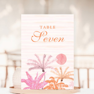 Tropical Palm Tree Wedding Table Number