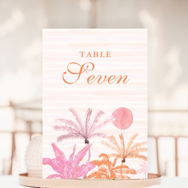 Tropical Palm Tree Wedding Table Number (Creator Uploaded)