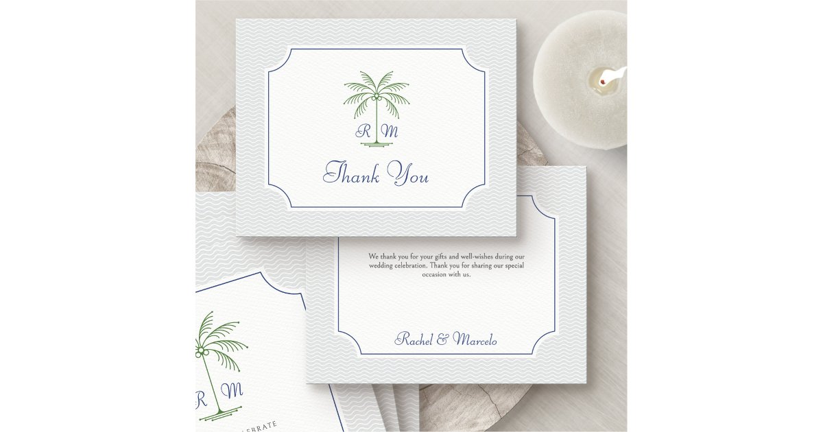 Tropical Palm Tree Wedding Thank You Card | Zazzle