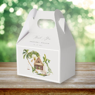 Tropical Palm Tree Wedding Thank You Favor Boxes