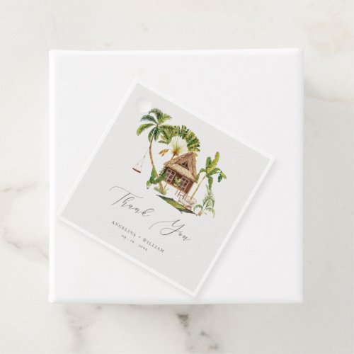 Tropical Palm Tree Wedding Thank You Favor Tags