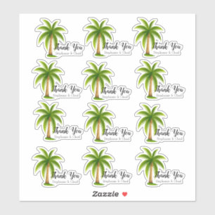 Tropical Palm Tree Wedding Thank You Set Sticker