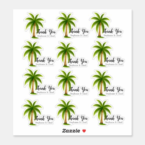 Tropical Palm Tree Wedding Thank You Set Sticker
