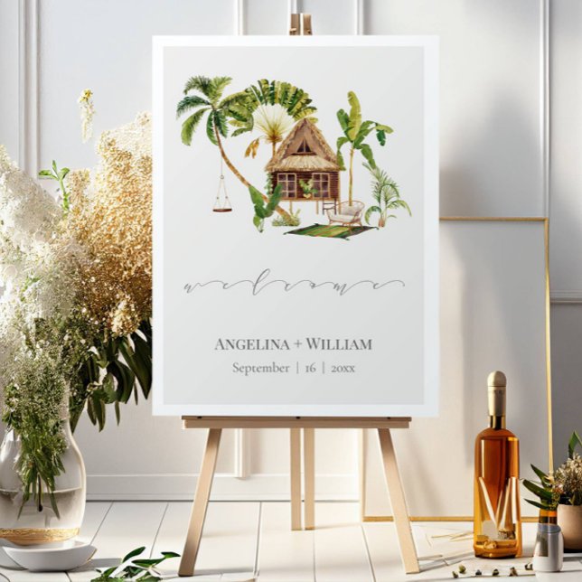 Tropical Palm Tree Wedding Welcome Foam Board (Creator Uploaded)