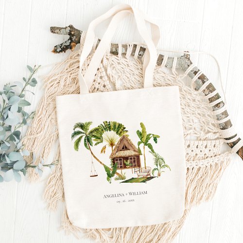 Tropical Palm Tree Wedding Welcome Tote Bag