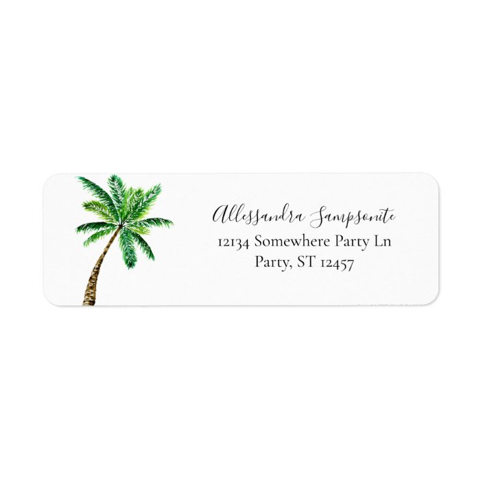 Tropical Palm Tree White Return Address Label | Zazzle