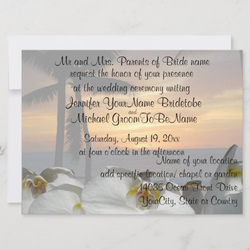 Tropical Palm Tree with orchids Invite