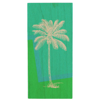Tropical Palm Tree Wooden USB Drive