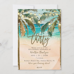 Tropical palm trees 30th birthday party invitation
