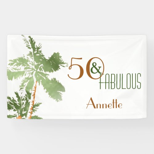 Tropical Palm Trees 50  Fabulous Birthday Party Banner