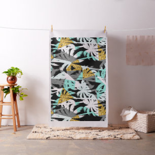 Tropical palm trees abstract geometric pattern fabric