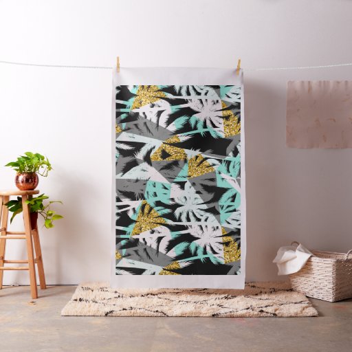 Tropical palm trees abstract geometric pattern fabric