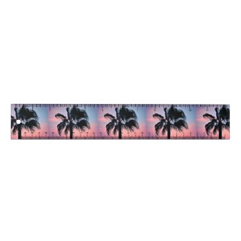 Tropical Palm Trees Against A Sunset Sky Photo Ruler by stdjura at Zazzle