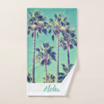 Tropical Palm Trees against Teal Green Aloha