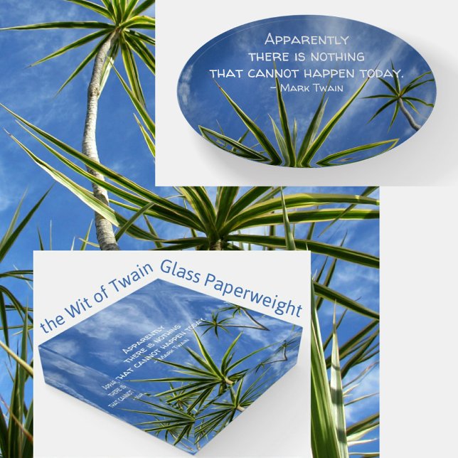 Tropical Palm Trees Aiming High in Blue Sky Paperweight (Creator Uploaded)