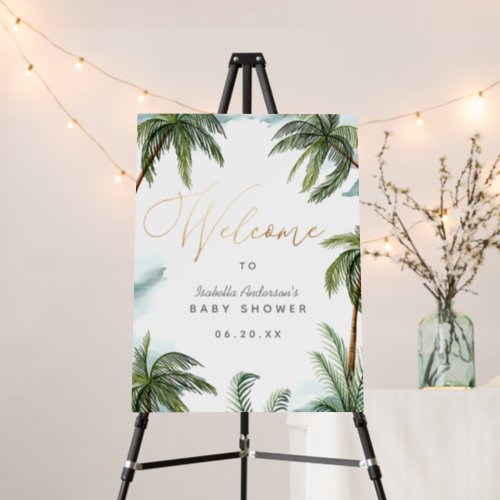 Tropical Palm Trees Aloha Baby Shower Welcome Sign