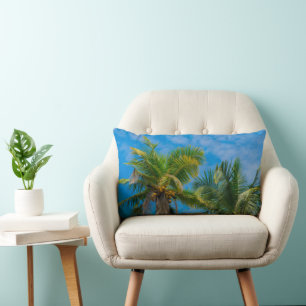 Tropical Palm Trees and Coconuts Lumbar Pillow