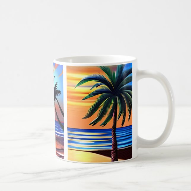 Tropical Palm Trees and Ocean Colorful Coffee Mug (Right)