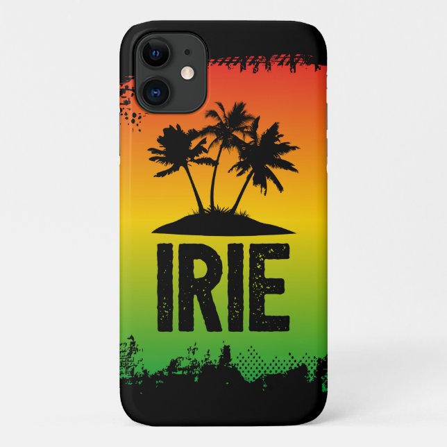 Tropical Palm Trees and Sunset Jamaican IRIE Rasta Case-Mate iPhone Case (Back)
