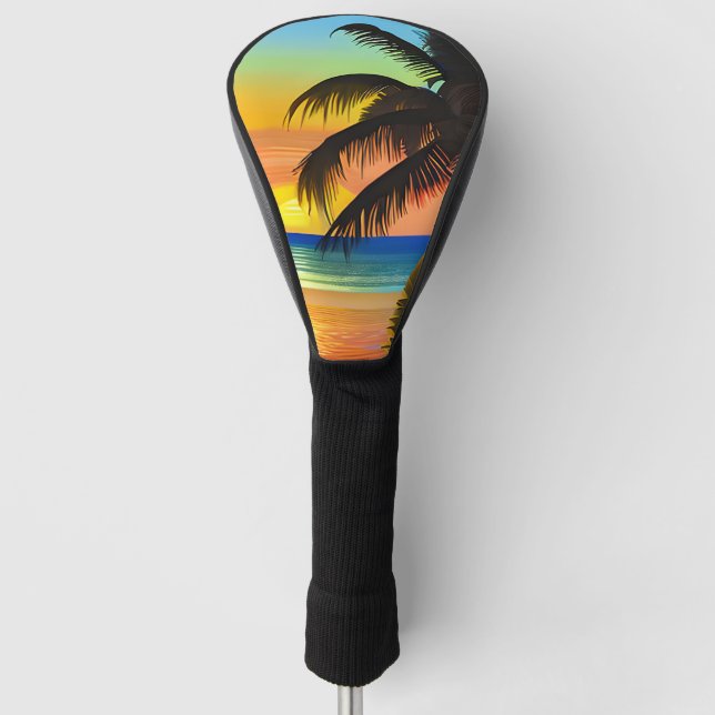 Tropical Palm Trees and Sunsets  Golf Head Cover (Front)