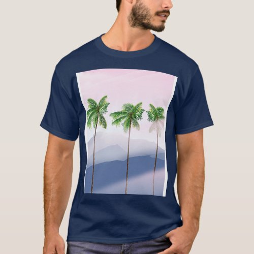 Tropical palm trees at dusk T_Shirt