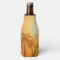 Tropical palm trees at sunset bottle cooler