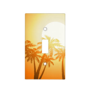 Tropical palm trees at sunset light switch cover