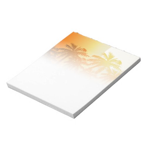 Tropical palm trees at sunset notepad