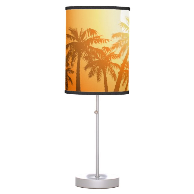 Tropical palm trees at sunset table lamp (Front)