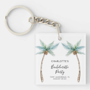 Tropical Palm Trees Bachelorette Party Favor Keychain
