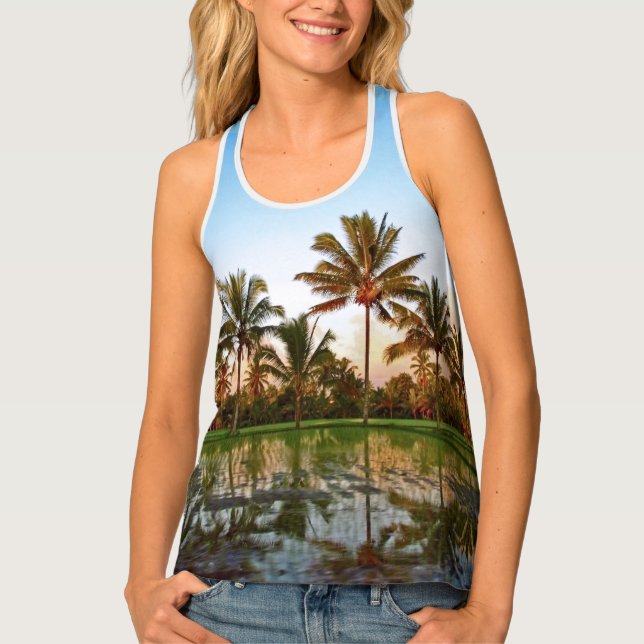 Tropical Palm Trees Bali Indonesia Paradise Photo Tank Top (Front)