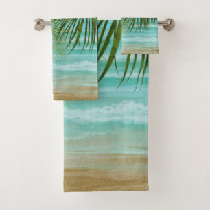 Tropical Palm Trees  Beach Bath Towel Set