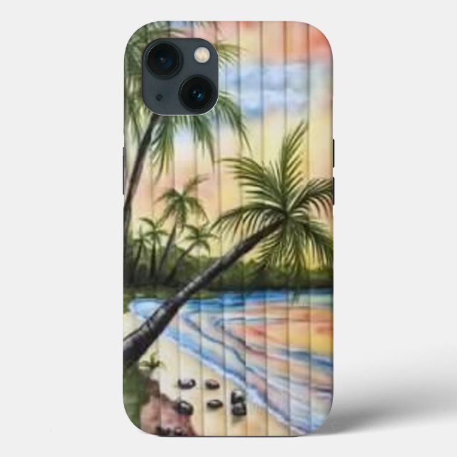 TROPICAL PALM TREES BEACH BLINDS Case-Mate iPhone CASE (Back)