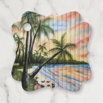 Tropical Palm Trees Beach Blinds Favor Tags by Awesoma at Zazzle
